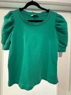LOFT Womans Puff-Sleeve Tee in Emerald